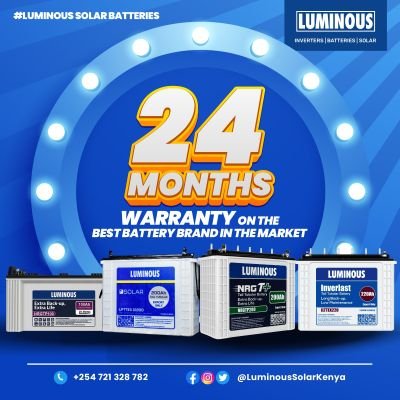 Solar and Power Back-up Solutions ||
Luminous Solar Batteries, Inverters and Panels ||
Make: INDIA
Contact: (+254)721328782