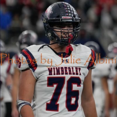 Class of 2024 / Wimberley High School / Offensive Guard / 3.0 GPA / 6’4, 270, 79 in. wingspan/ State Finalists 4A D2 2022 / District Honorable mention ‘21 ‘22