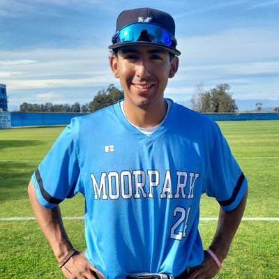 Moorpark College Fr  6’0” 170 CF Exit Velo 103 mph RHP FB 86-88 OS 74-76 60 yard sub 6.7 GPA 3.38