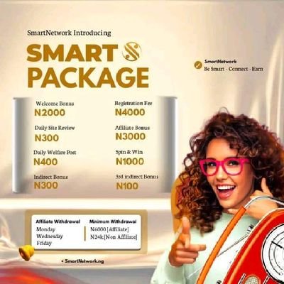 Join smart network and earn massively from it smartnetwork is the place you can make alot of money
Welcome bonus 2,000
Daily earning 1700
Per refferal 3,000