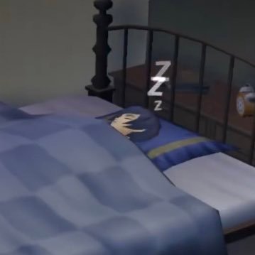 Persona 3 protagonist takes a short nap || Banner: @Thanos_Pagkidis