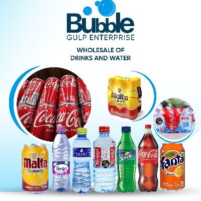 We are wholesale distributors of water, fruit juice, soft drinks, alcoholic and non - alcoholic beverages.