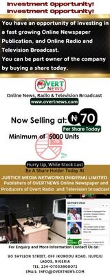 Overt News is Nigeria's foremost news platform online highlighting the Breaking News, Politics, Business, Sport
we bring you the news undiluted.