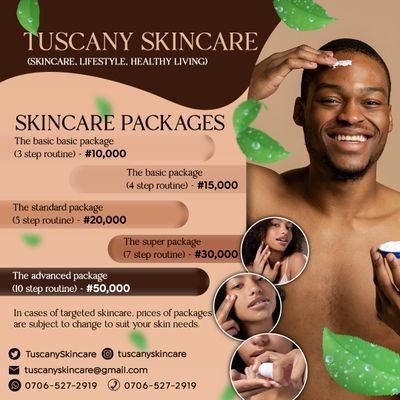 • Affordable skincare products 🛒🛍️
• Consultancy (9am - 5pm WAT)
• Delivery - Nationwide 🌎🚚📦
• tuscanyskincare@gmail.com 📩
• DM or WhatsApp via link 👇🏼