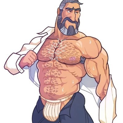 21+ Adults Only: Hairy Men, Muscle Men, Beefy Men. Profile Photo: Daddy bear takes off his shirt designed by @Vinceart2 and sold by Vincettiart. I Love it!