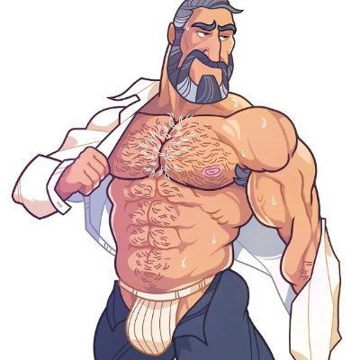 21+ Adults Only: Hairy Men, Muscle Men, Beefy Men. Profile Photo: Daddy bear takes off his shirt designed by @Vinceart2 and sold by Vincettiart.  I Love it!