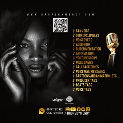 DROPSBYMENDY's profile picture. From the booth to the streets
Top 🔥hot #djdrops,#voicetags #beattags #producertags
+254717317922/ +254716891749
voicefluencer
👇 Contact us
