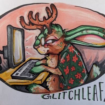glitch_leaf's profile picture. (lvl 32 elder devops) (jackalope) (he|they) Furry alt you don't know or love, just your average cryptid. 18+ prolly. 
co-host: glitchleaf
