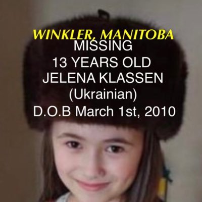 Looking for my daughter JELENA DAY who is groomed to believe her name is JELENA KLASSEN in WINKLER MANITOBA by a “dont ask, dont tell” mennonite cult. INSTA👇🏻