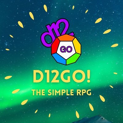 d12go! is a simple, open-setting roleplaying game that lets you pick up a d12... and go!
Available for free on https://t.co/BvQFih00Qs and https://t.co/WETdXLSH2m