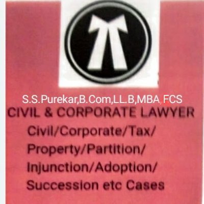 CSSudhirPurekar's profile picture. Advocate, Bombay High Court, Fellow CS of ICSI. Probate of Will, Letters of Adminstration, Property Succession, Commercial,Civil, Corporate cases.