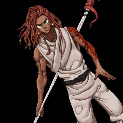 Character illustration of afro samurai and zaraki kenpachi