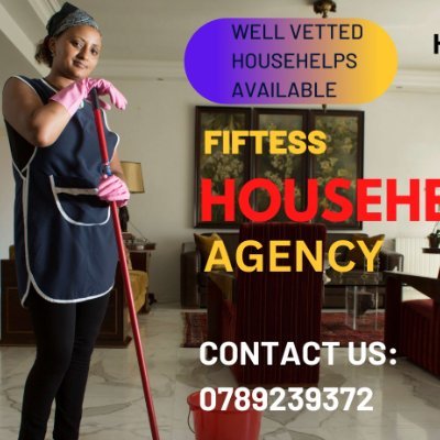 We are one of the leading househelp agencies in the country Providing
well vetted;Househelp’s#houseboy#shambaboy#gatekeeper#caregivers
0789239372,0757823747