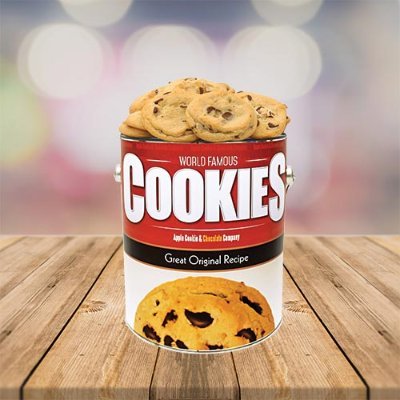 Gifting for your business and personal needs! Signature Gallon Tins filled with fresh baked chocolate chip cookies and delicious artisan chocolates.