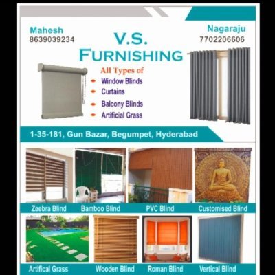 Furnishings in begumpet hyderabad. 8639039234, Curtains Blinds, artificial grass, wallpaper wholesale retail manufacturers suppliers installations in Begumpet