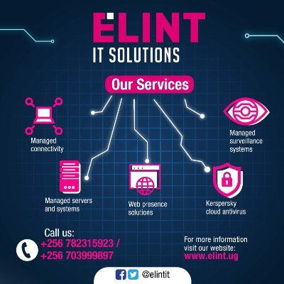 Elint IT Solutions LTD is a Ugandan ICT Company, 
registered to provide innovative and comprehensive IT solutions to businesses of all sizes.