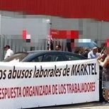 Trabajadoras y trabajadores que sufren los abusos de Marktel y del comité de empresa, en la campaña de Mapfre.