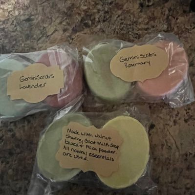 Hand crafted, organic soaps, made by a visually impaired woman in Ohio.