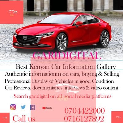 Are you a car enthusiast? Follow us
for enquiries reach us at
0704 422 000
or
0759186063
