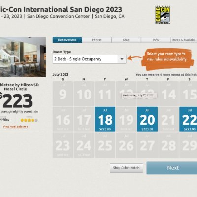 This service monitors San Diego Comic-Con hotel booking, notifies users of new and removed hotel availability. SDCC Hotels: https://t.co/5oinLQWMIX