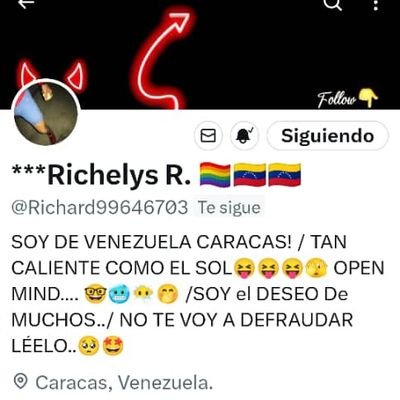Soy de Caracas Venezuela el mejor pais del mundo. / Con  ganas de conocer al mundo.. 
Quiero de ti ..
RICHELIS............... ❤️