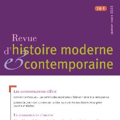Revue trimestrielle d'histoire moderne & contemporaine créée en 1899 et publiée par #Belin. Revue de la @MSHParisNord (CNRS).