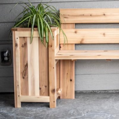 Idaho made cedar planter boxes, garden beds, benches, window boxes, shutters, and other outdoor and garden decor.