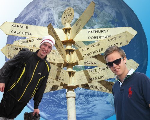 Philip (@philla) og Jon Kristian (@jonkriska) reiser jorden rundt 1. februar 2012. Følg forberedelser og selve reisen her.