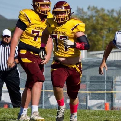 Stockton Highschool #77 OL,DL || Football || Basketball || 6’0 250 || Clean 255 || Bench 295 || Squat 415 ||