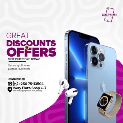 With our commitment to quality,  unbeatable selection, and top-notch customer service. Reach us on 0751173504 📍ivory plaza G7 ~iPhones || Samsungs.