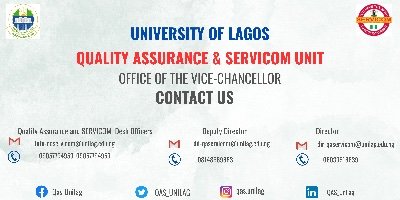 The official account of the University of Lagos, Quality Assurance Help desk.
For service complaint, feedback and enquiries. We are a DM away.