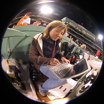 The best part about shooting baseball from the Fenway Park photo pit? The view. The worst? No bathroom.