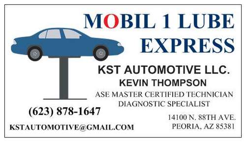 QUALITY OIL CHANGE SERVICES USING QUALITY PRODUCTS. COMPLETE AUTO REPAIR WITH 2 YEAR / 24K MILE WARRANTIES. ASE MASTER CERTIFIED TECHNICIAN OWNER 623-878-1648