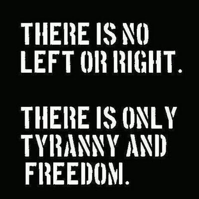 There is no Left or Right.
There is only Tyranny or Freedom.