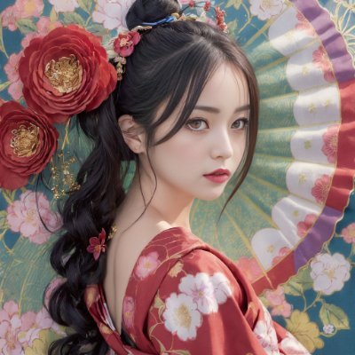 Japanese traditional kimono. AI gravure. 💖花魁💖遊女💖遊郭💖着物美女💖