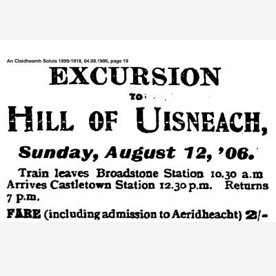 Project supported by RIA/ Decade of Centenaries bursary researching the hill of Uisneach as a platform for spatial and temporal reconfigurations (1906-1928).