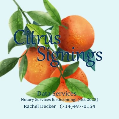 citrusSignings's profile picture. Notary Public and Data Organization/ Records Management consulting.
Services available in Orange Co, CA and surrounding areas
AKA HyperZen