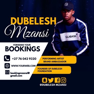 Recording artist | Perfomer | Bookings: bookingmzansi@gmail.com   https://t.co/jqdgrQFCLo
