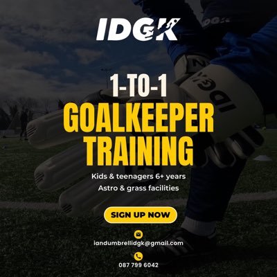 IDGK Goalkeeping Academy. Private GK coach. GK coach at Trinity Donaghmede FC & Malahide Utd. YouTube IDGK. Mental Health Advocate 💙 Autistic & ADHD