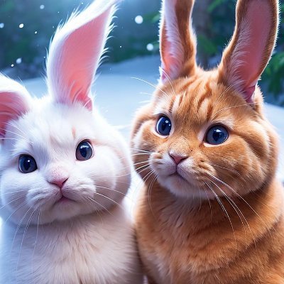 AIから生まれた可愛いもふもふ家族でち🐱世界のうさにゃんを紹介中でち🐇ぶぅぶぅ(1歳)にゃん毛(10ヶ月)🐰AIでも可愛く賢く生きてまち🐈 #うさにゃんこ #StableDiffusion #AIart AI美少女に疲れたら→ #AI動物園 画像生成AIで1番可愛いアカウントでち🐱もふもふ大好きでち🐰