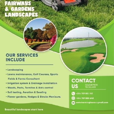 emutahi1's profile picture. Transform your lush lawn into a breathtaking masterpiece with Fairways and Gardens Landscapes - where nature meets artistry!
📞+254789885648/+254707812150