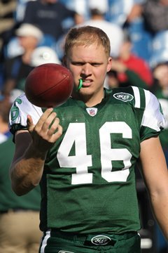 Retired NFL Long Snapper for the New York Jets, #46; currently Special Teams Coordinator, Weight Coach, and Football Alumni Relations for Baker University