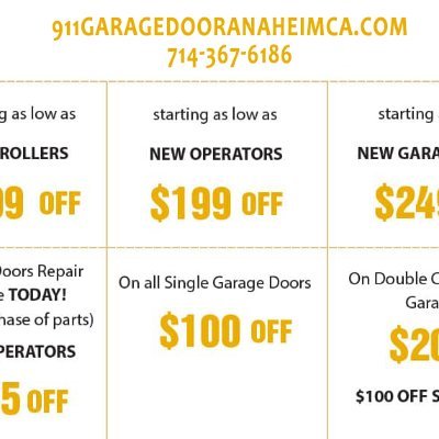 The team of 911 Garage Door Anaheim is available everywhere in Anaheim, CA, for opener repair, spring replacement, roller installation, and more.
