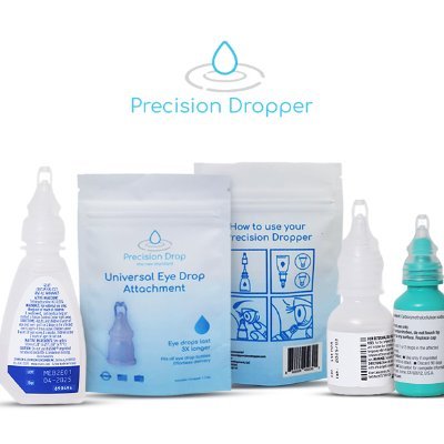 Precision dropper is a eyedrop bottle addaptor engioneered to deliver the perfect sized eye drop via surface tension.  Eye drops have never been easier.