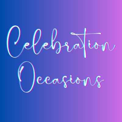 Hi, Welcome to Celebration Occasions. Designing for weddings, anniversaires, birthdays and more. You can customize and personalize to meet your own party needs.