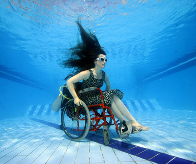 Freewheeling is producing Sue Austin's international art project 'Creating the Spectacle!': live art events in the world's first underwater wheelchair.