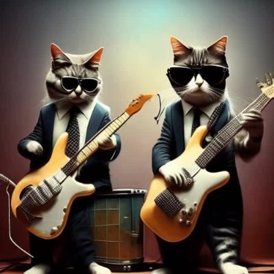 Two cats of the same father make music together.