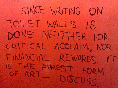 You never know when you’re going to get good advice that’s life changing, intellectual thoughts or that number for a free BJ. Help spread some Washroom Wisdom.