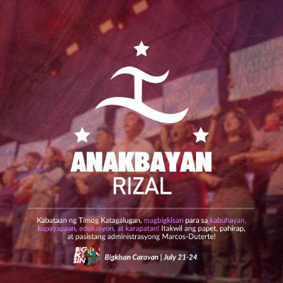 Ang pinakakomprehensibong pambansa-demokratikong pang-masang organisasyon ng kabataan sa Rizal. Sumapi sa Anakbayan! ❤️✊ Join: https://t.co/4dka5vuSfI