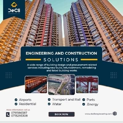 Engineering & Architecture.
Decliengineering@outlook.com/
Decliengineering@gmail.com
+254702210143